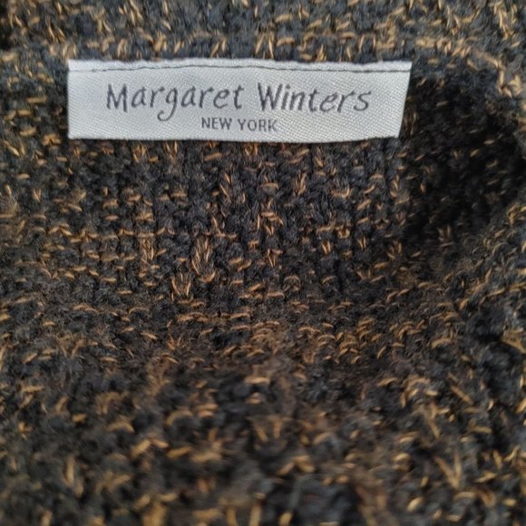 Margaret Winters V Neck 2 Button Cardigan Sweater Women's Size Medium Brown Blac - Picture 2 of 5